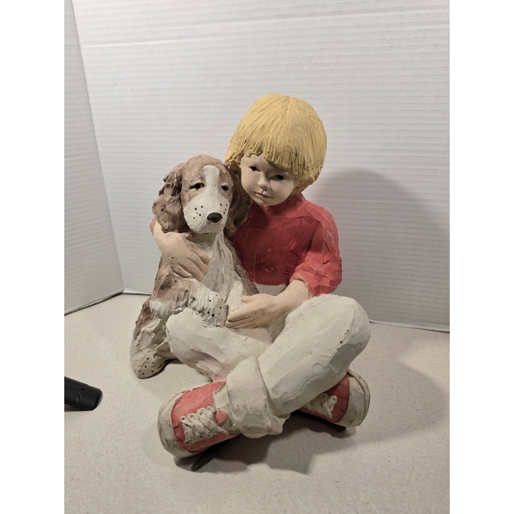 Vintage 1986 Austin Productions Daze Mortensen Sculpture Boy / Dog Figure